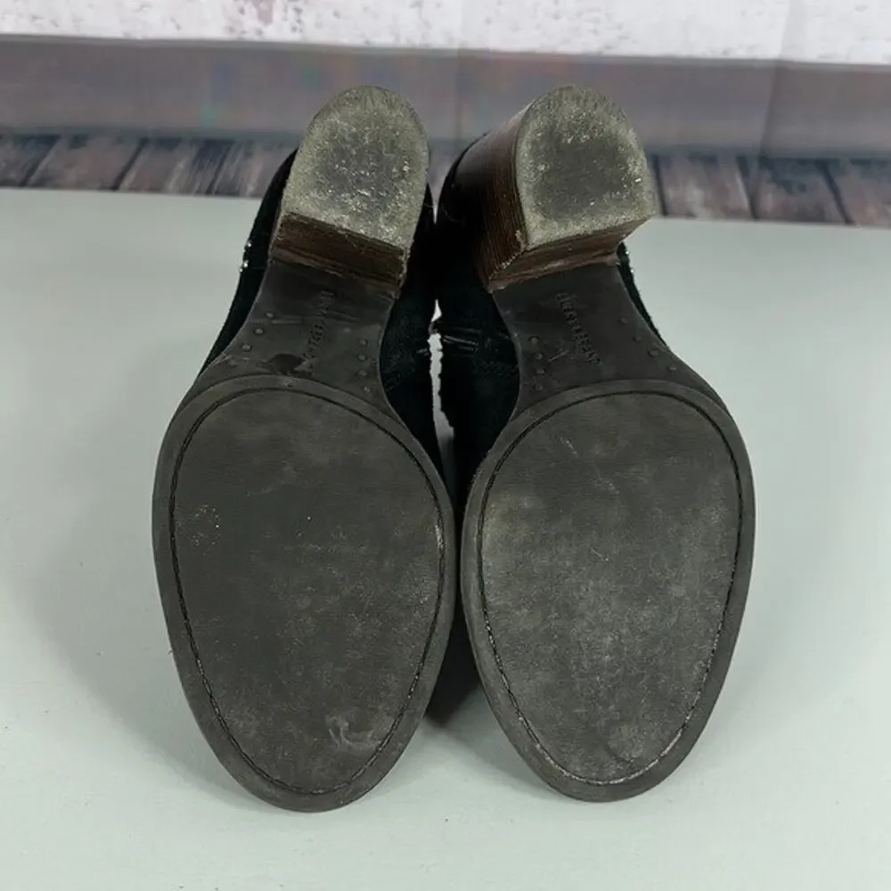 Lucky Brand Shoes Lotisha Booties Womens 8.5 Black Peep Toe Block Heel‎ Leather